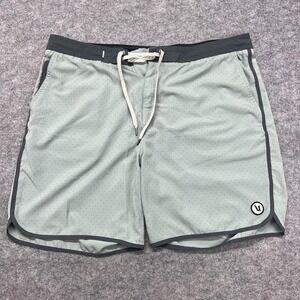 Vuori Board Shorts Mens XL 38 Green Swim Trunks Polka Dot 7 Inch Inseam